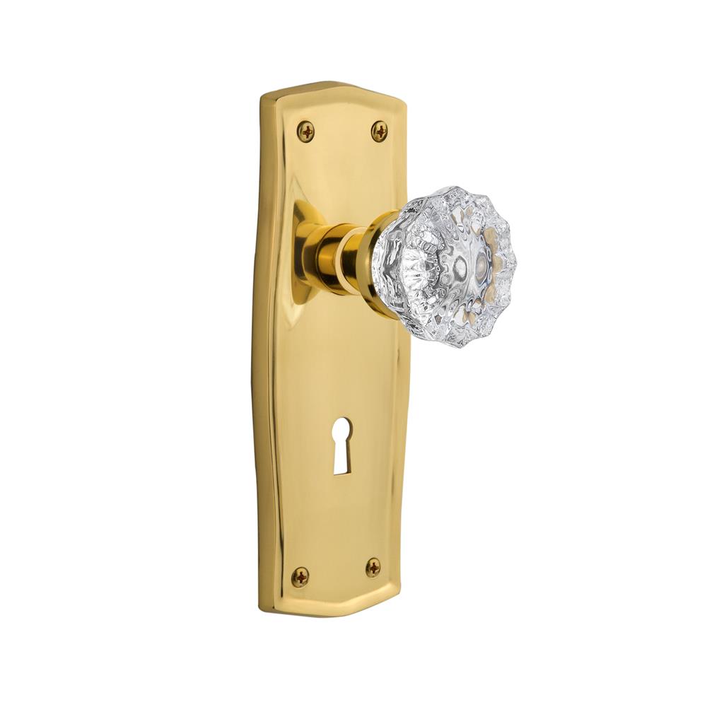 Nostalgic Warehouse PRACRY Mortise Prairie Plate with Crystal Knob and Keyhole in Polished Brass